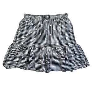 Madewell Embroidered Gingham Check Tiered Pull On Mini Skirt XS
